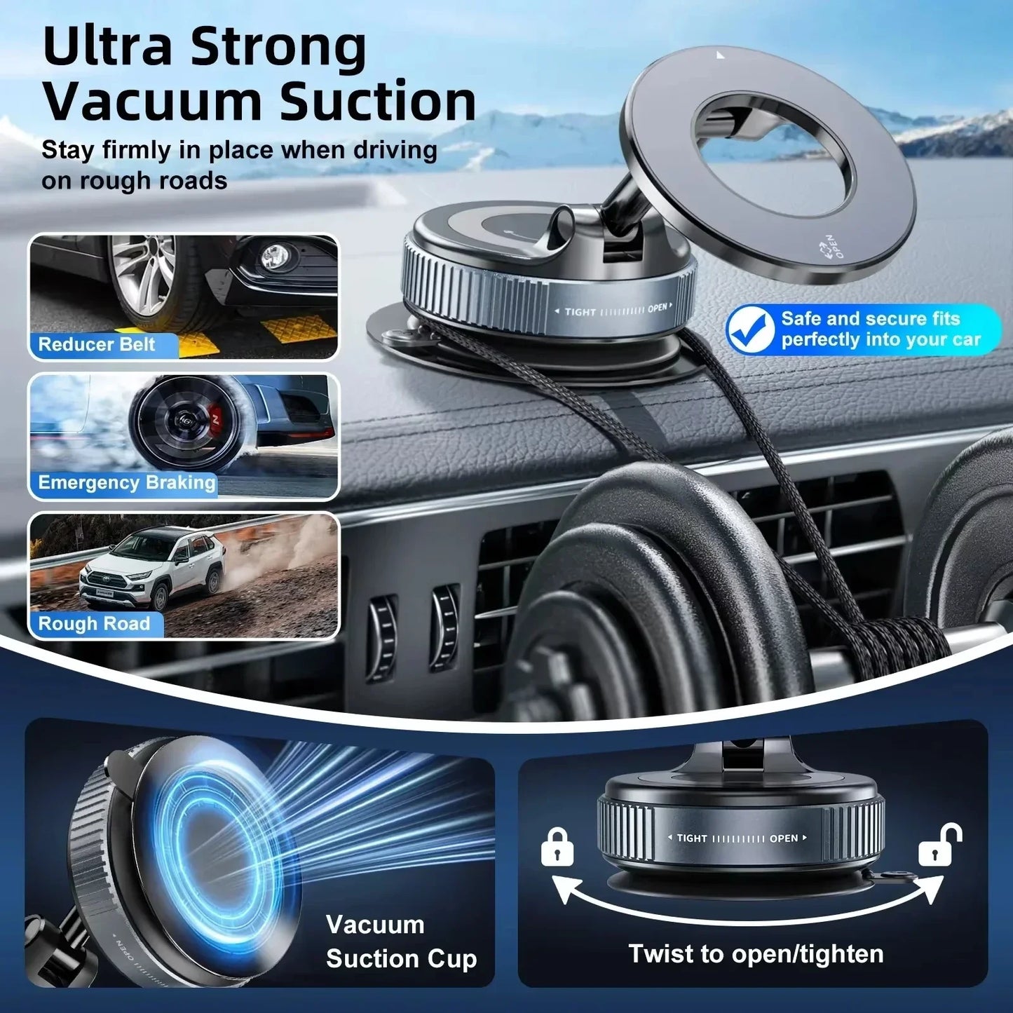 Premium Magnetic Phone Holder - 360° Rotating Dashboard Mount